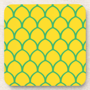Dessous-de-verre Motif de l'ananas tropical en vert et jaune