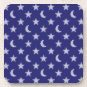 Dessous-de-verre Motif de lunes et d'étoiles bleues