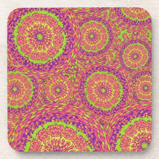 Dessous-de-verre Motif de mandala néon psychédélique en spirale