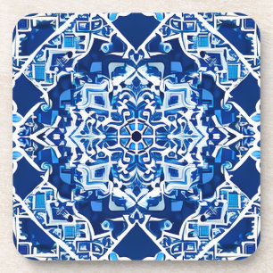 Dessous-de-verre Motif de mosaïque en Indigo et Cobalt Blue