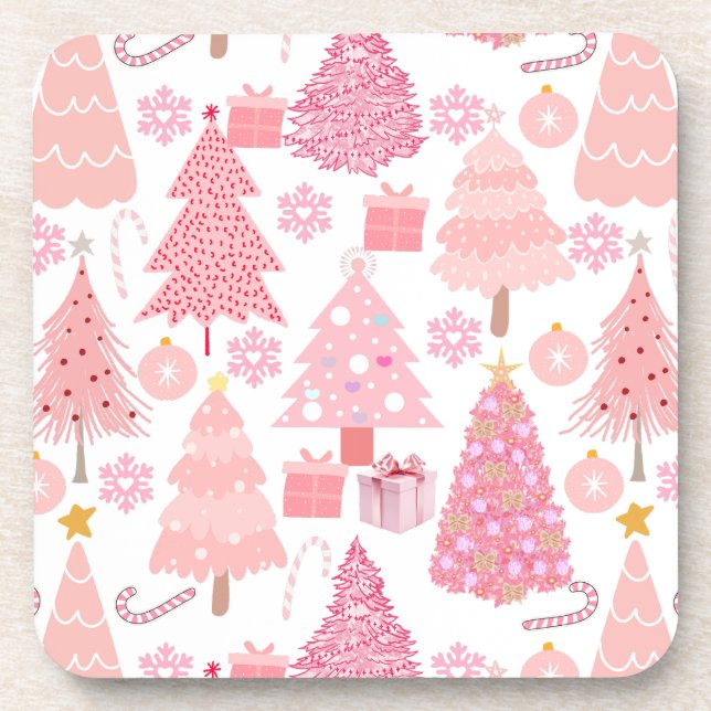 Dessous-de-verre Motif de Noël rose (Devant)