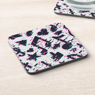Dessous-de-verre Motif de notes musicales et de coeurs déformés