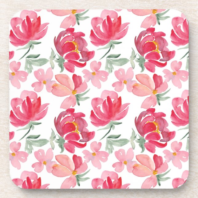 Dessous-de-verre Motif de pivoine d'aquarelle (Devant)
