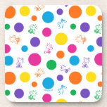 Dessous-de-verre Motif de point de polka arc-en-ciel Woodstock<br><div class="desc">Ce joli design présente le meilleur ami de Snoopy,  Woodstock,  dans un motif à pois coloré.</div>