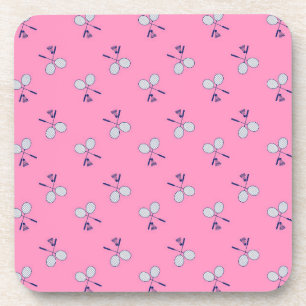 Dessous-de-verre Motif de raquette de Badminton rose
