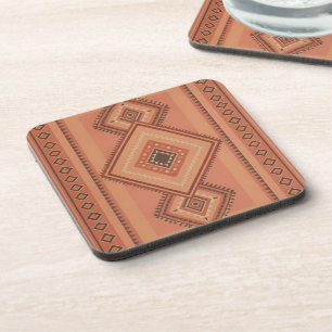 Dessous-de-verre Motif de surface tribal marocain en terracotta cha