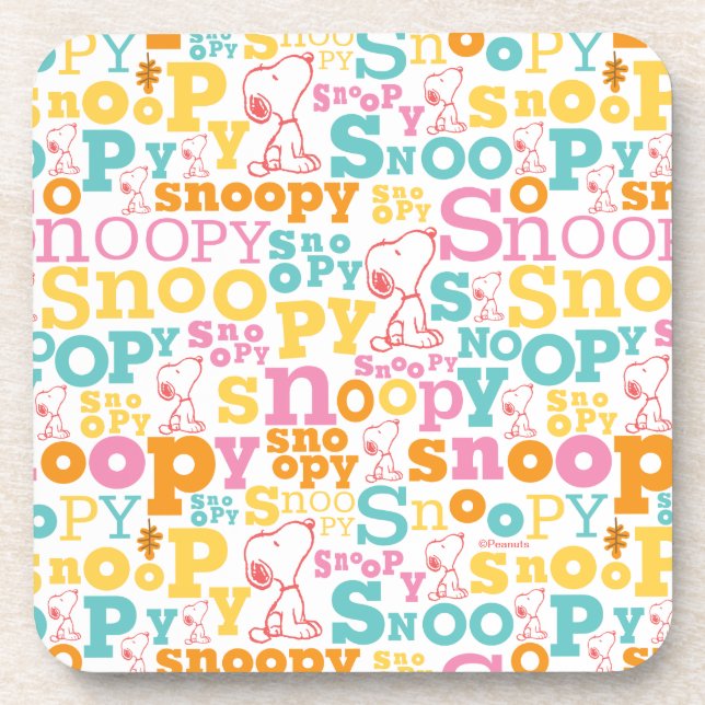 Dessous-de-verre Motif de texte Snoopy Pastel (Devant)