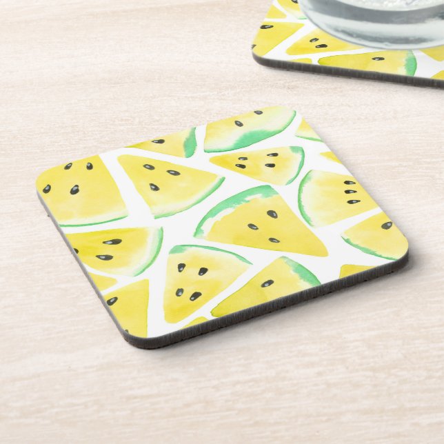 Dessous-de-verre Motif de tranches de pastèque jaune (Côté gauche)