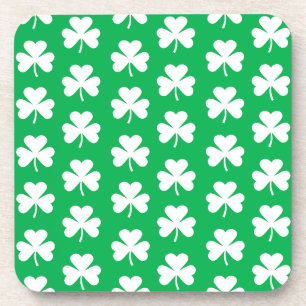 Dessous-de-verre Motif de trèfle vert et blanc