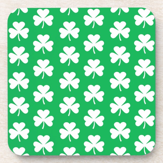 Dessous-de-verre Motif de trèfle vert et blanc (Devant)