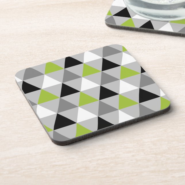 Dessous-de-verre Motif de triangles géométriques gris vert citron n (Côté gauche)