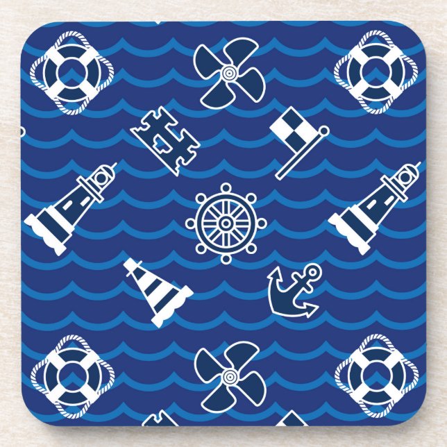 Dessous-de-verre Motif de vagues nautique mignon (Devant)