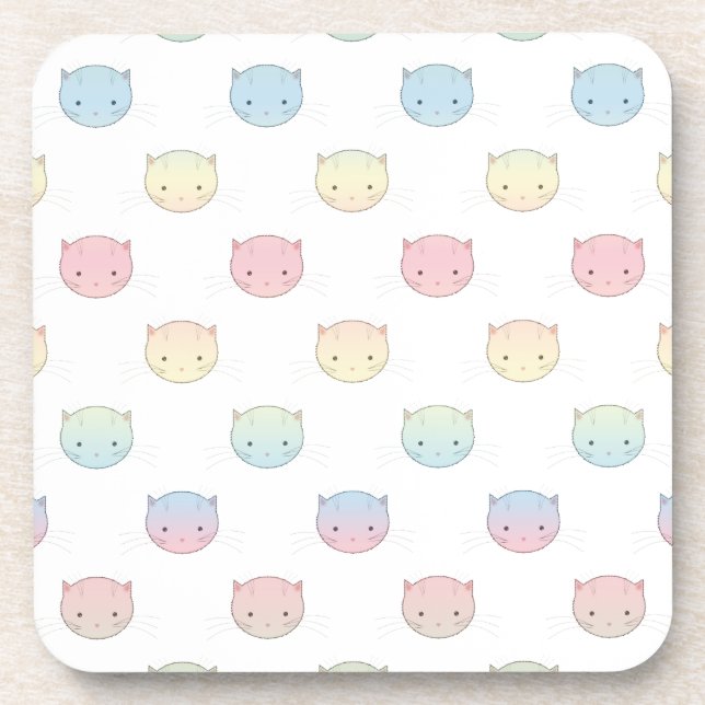 Dessous-de-verre Motif de visages de chatons pastel mignons (Devant)