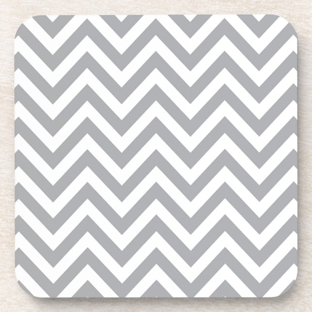Dessous-de-verre Motif de zigzag gris et blanc de Chevron (Devant)