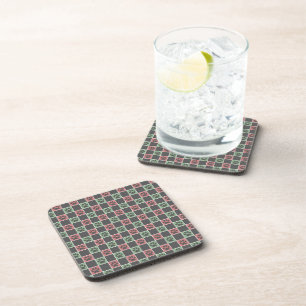 Dessous-de-verre Motif d'empreinte de patte à thème de Noël rouge e