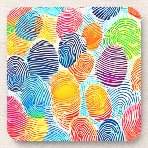 Dessous-de-verre Motif d'empreintes digitales coloré