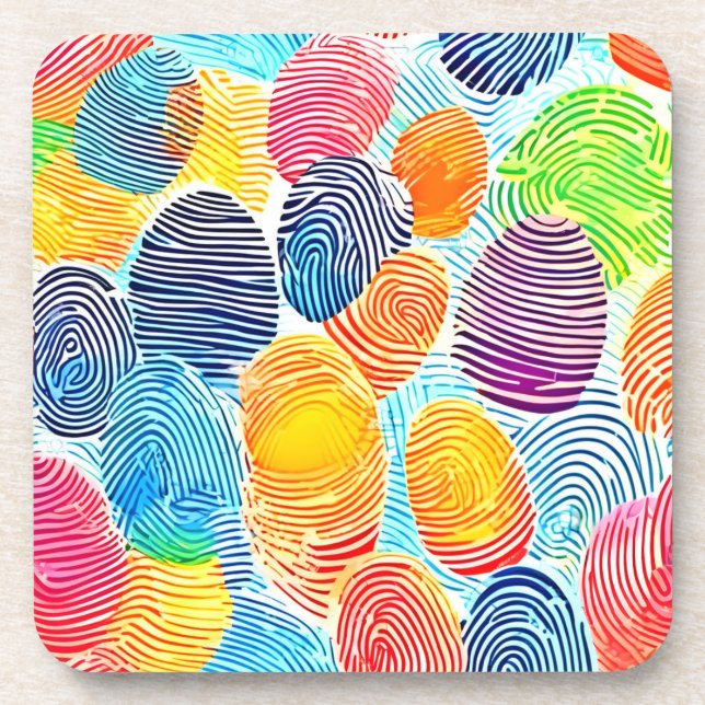 Dessous-de-verre Motif d'empreintes digitales coloré (Devant)
