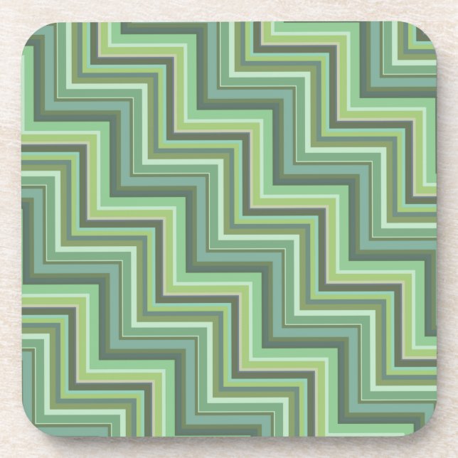 Dessous-de-verre Motif d'escalier à rayures vert olive (Devant)