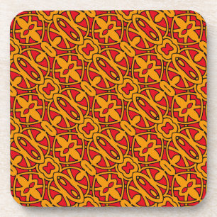 Dessous-de-verre Motif dessiné à la main orange et rouge