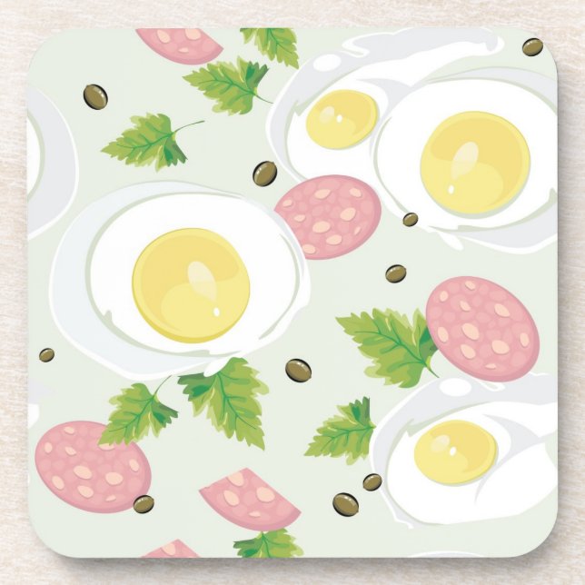 Dessous-de-verre Motif d'oeufs et de saucisse (Devant)