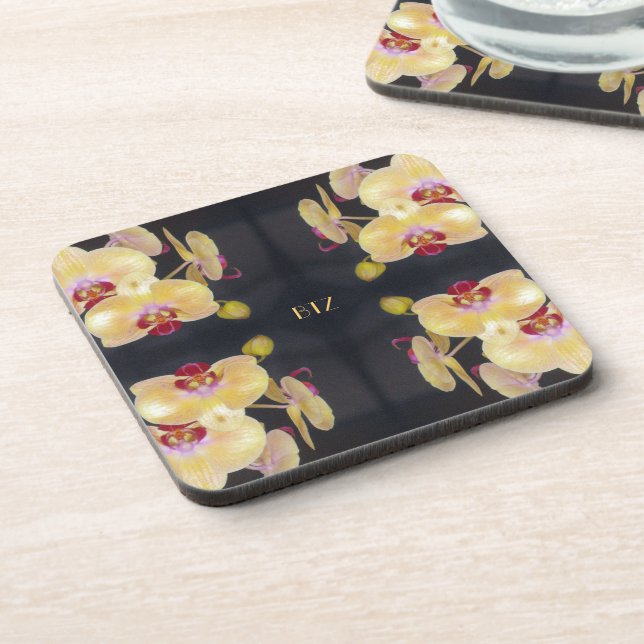Dessous-de-verre Motif d'orchidée jaune (Côté gauche)