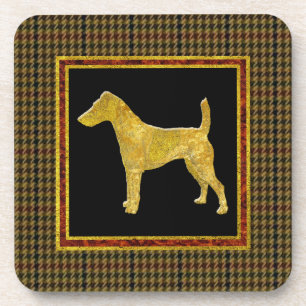 Dessous-de-verre Motif doux de tweed d'or de Fox Terrier