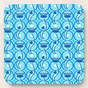Dessous-de-verre Motif égyptien Lotus, cobalt et turquoise