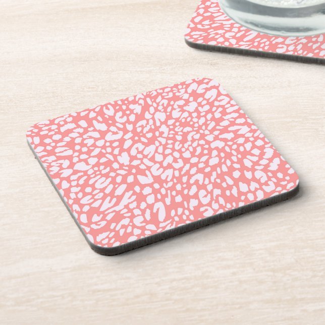 Dessous-de-verre Motif Empreinte de léopard corail (Côté gauche)