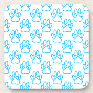 Dessous-de-verre Motif Empreinte de patte de Blue Neon Dog