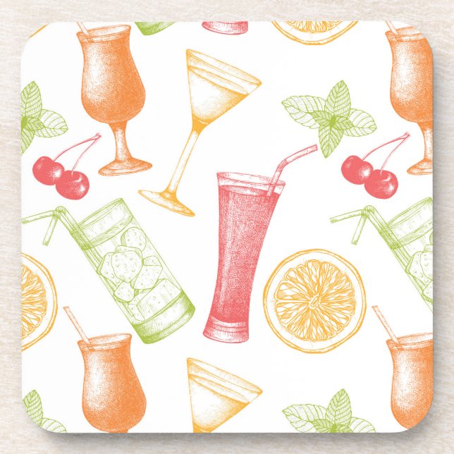 Dessous-de-verre Motif esquissé de cocktail (Devant)