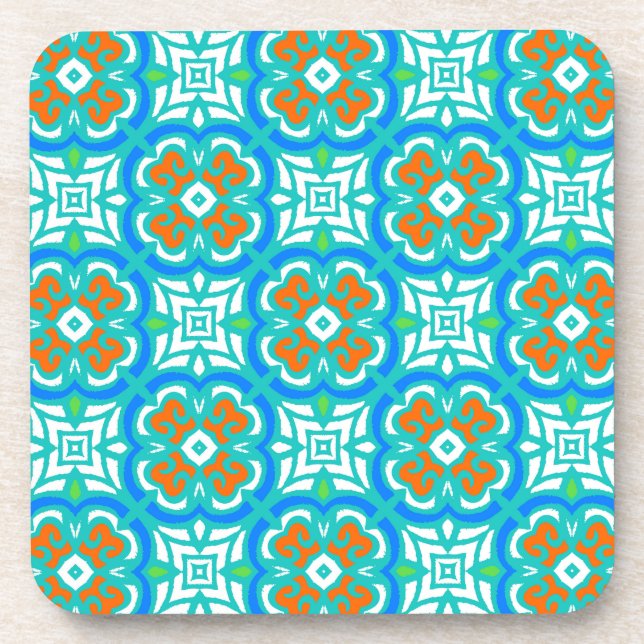 Dessous-de-verre Motif ethnique turquoise (Devant)