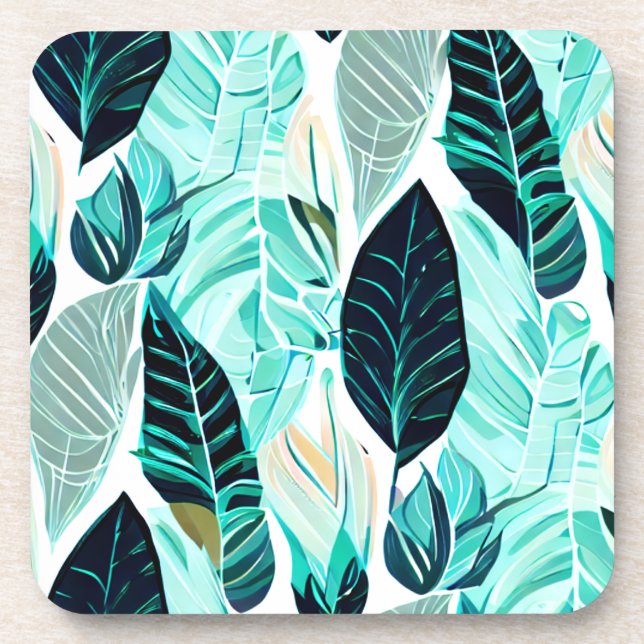 Dessous-de-verre motif feuille vert (Devant)