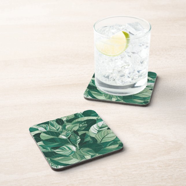 Dessous-de-verre Motif Feuille vert moderne (Côté Droit)