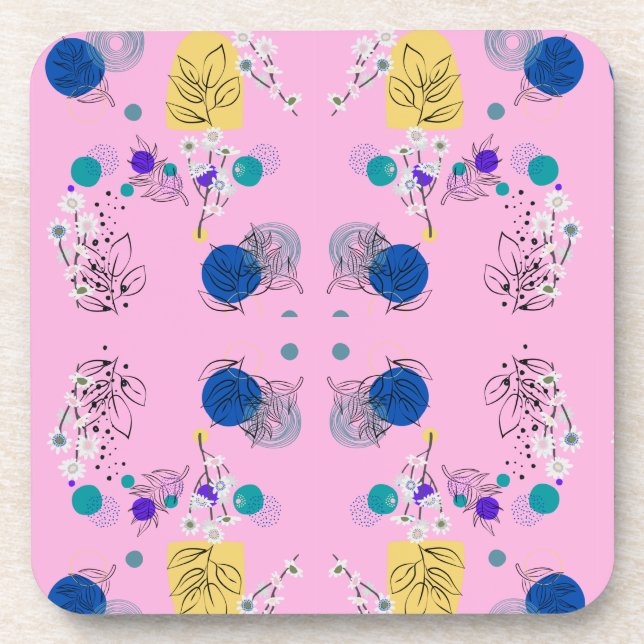 Dessous-de-verre Motif floral abstrait chic rose (Devant)