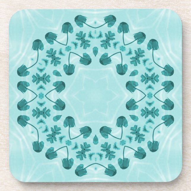 Dessous-de-verre Motif floral, bleu Turquoise (Devant)