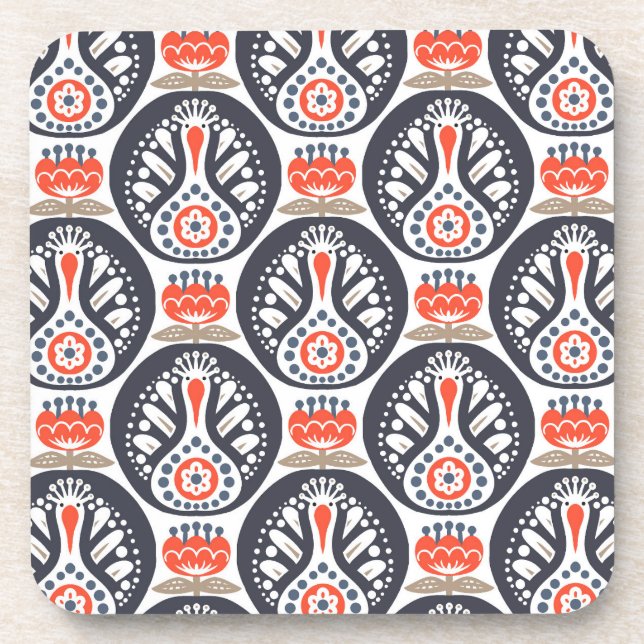 Dessous-de-verre Motif floral d'art populaire de la Turquie (Devant)