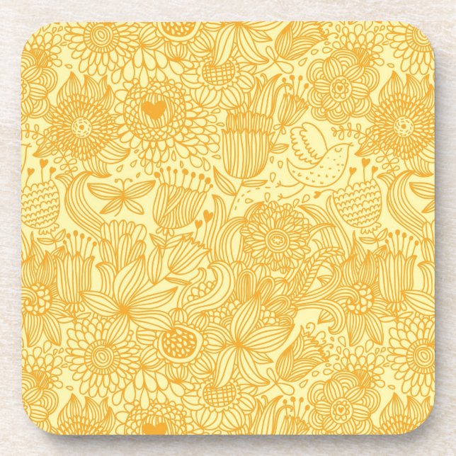 Dessous-de-verre Motif floral d'été dans des couleurs chaudes (Devant)