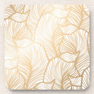 Dessous-de-verre Motif floral d'or de damassé