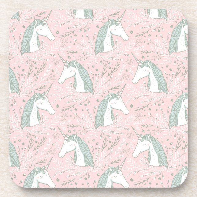 Dessous-de-verre Motif floral doux de licorne (Devant)