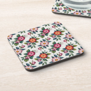 Dessous-de-verre Motif floral élégant avec roses et marguerites