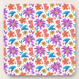 Dessous-de-verre Motif floral exotique coloré dessiné à la main-707