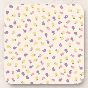 Dessous-de-verre Motif floral pastel – Jaune, rose et violet mignon