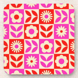 Dessous-de-verre Motif floral rétro vibrant