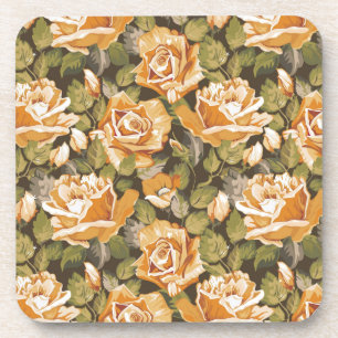 Dessous-de-verre Motif floral vintage des roses jaunes