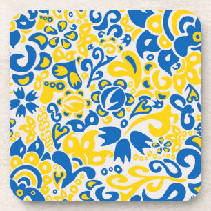 Dessous-de-verre Motif folklorique aux couleurs du drapeau ukrainie