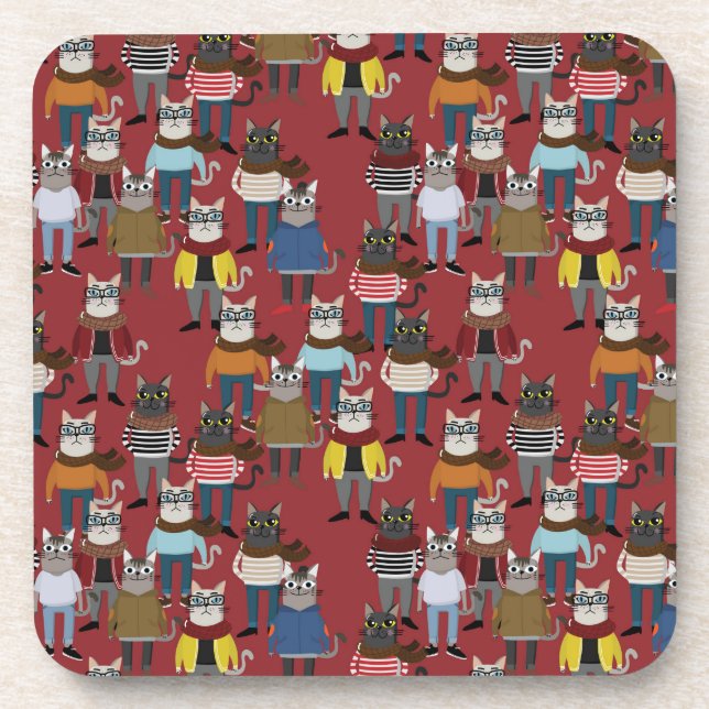 Dessous-de-verre Motif frais de chat de hippie (Devant)