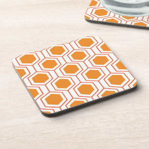 Dessous-de-verre Motif géométrique abstrait en hexagone en orange e