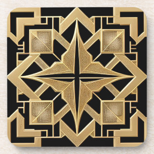 Dessous-de-verre Motif Géométrique Art Déco Doré