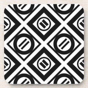 Dessous-de-verre Motif géométrique Black Equal Sign en blanc