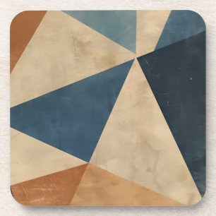 Dessous-de-verre Motif géométrique en bleus, beiges et rouille